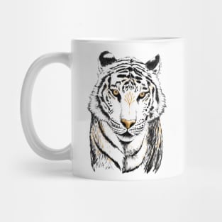 White Tiger Guardian in ink and gold Mug